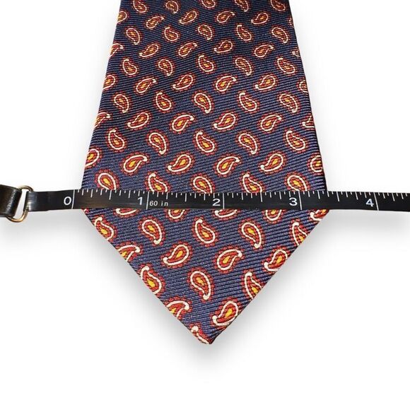 Etro Milano Red & Navy Blue Paisley Made in Italy Necktie - Picture 2 of 7